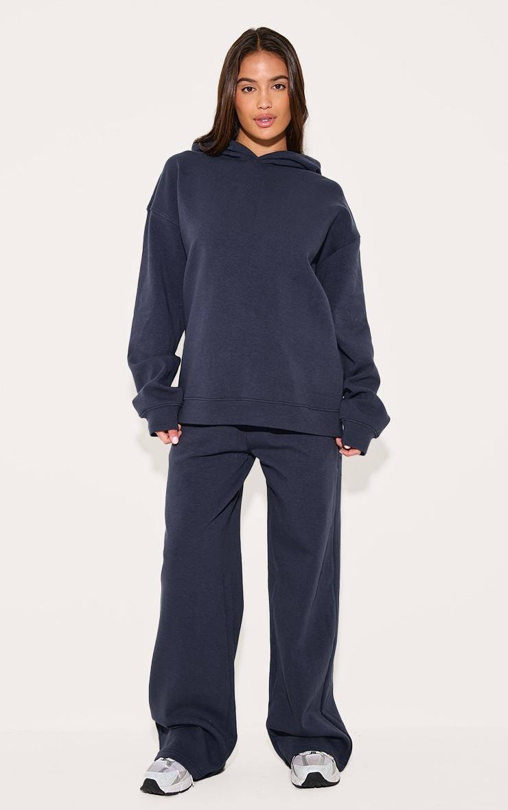 Navy Premium Interlock Oversized Hoodie Product Image