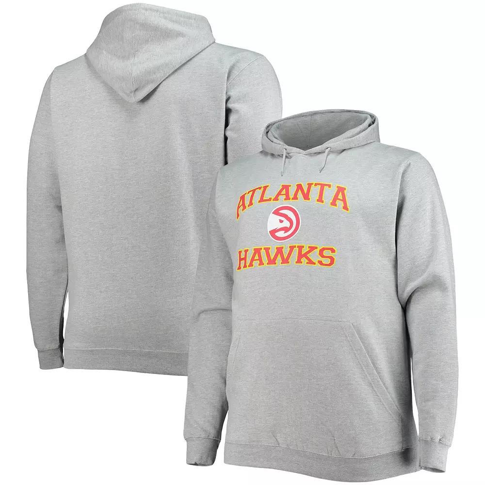 Men's Heathered Gray Atlanta Hawks Big & Tall Heart & Soul Pullover Hoodie,  Product Image