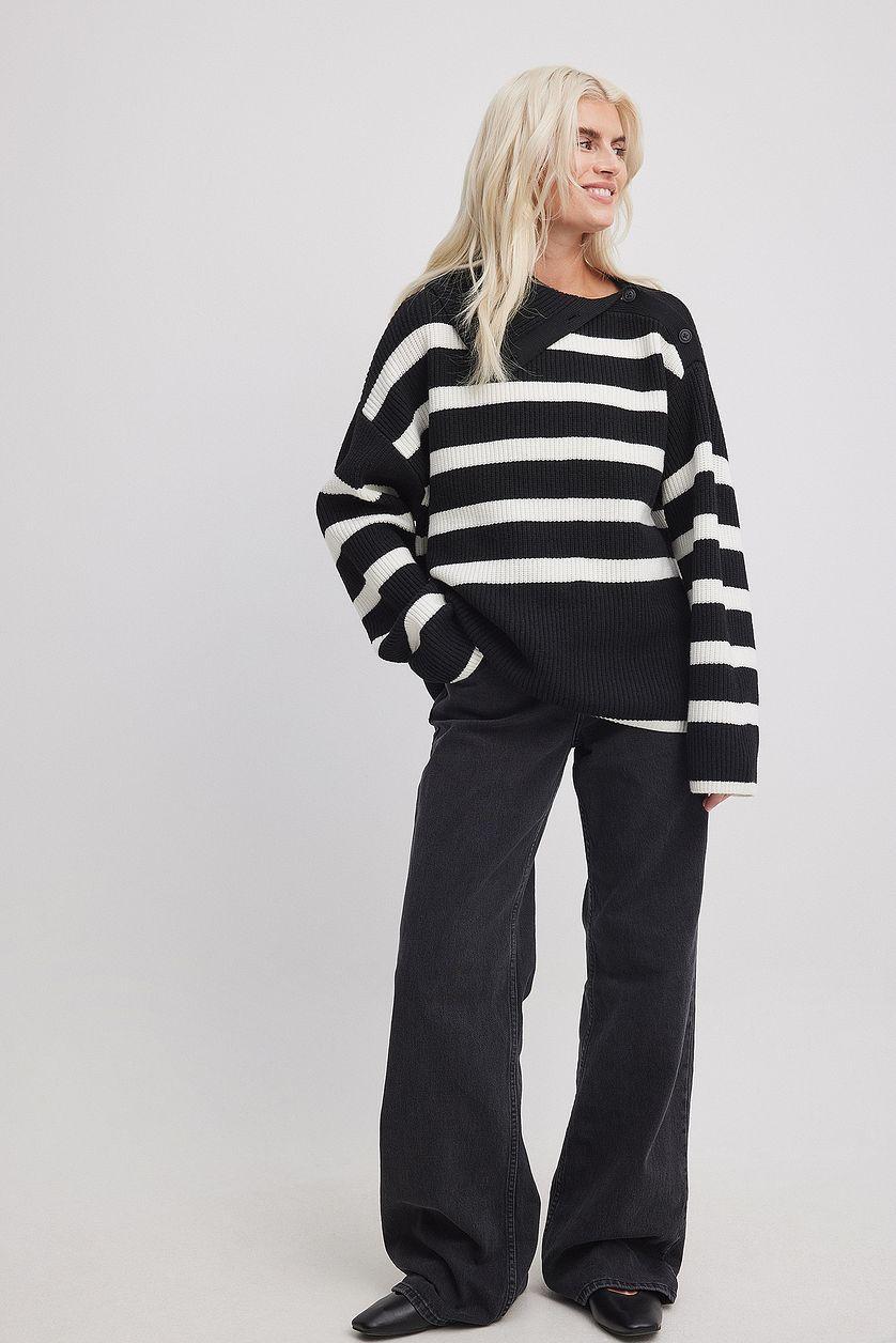 Striped Knitted Turtleneck Sweater Product Image