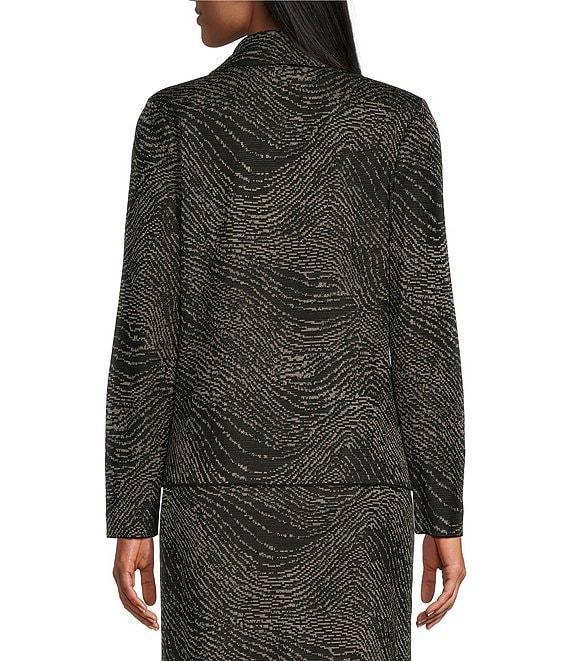 Ming Wang Coordinating Jacquard Knit Swirl Print Notch Lapel Long Sleeve Double Breasted Blazer Product Image