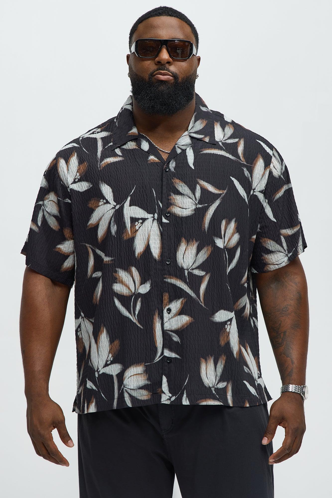 White Flowers Button Up Shirt - Black/combo Product Image