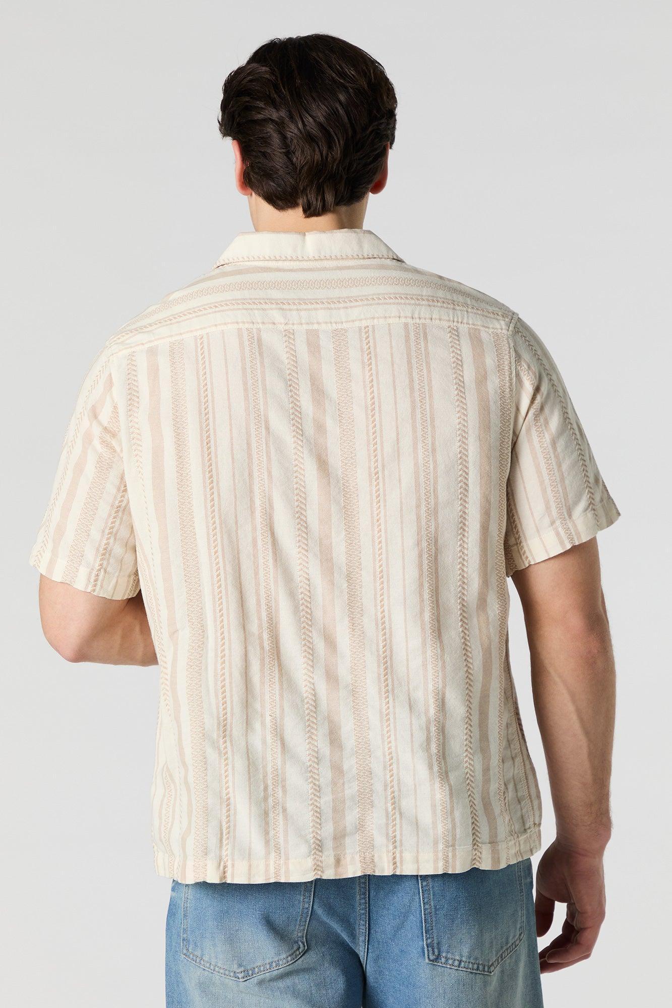 Textured Linen Button-Up Top Male Product Image