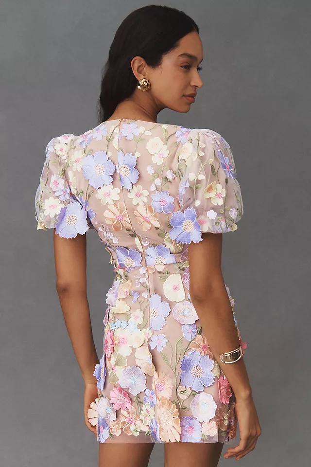 Elliatt Anthea Short-Sleeve V-Neck Floral Appliqué Mini Dress Product Image