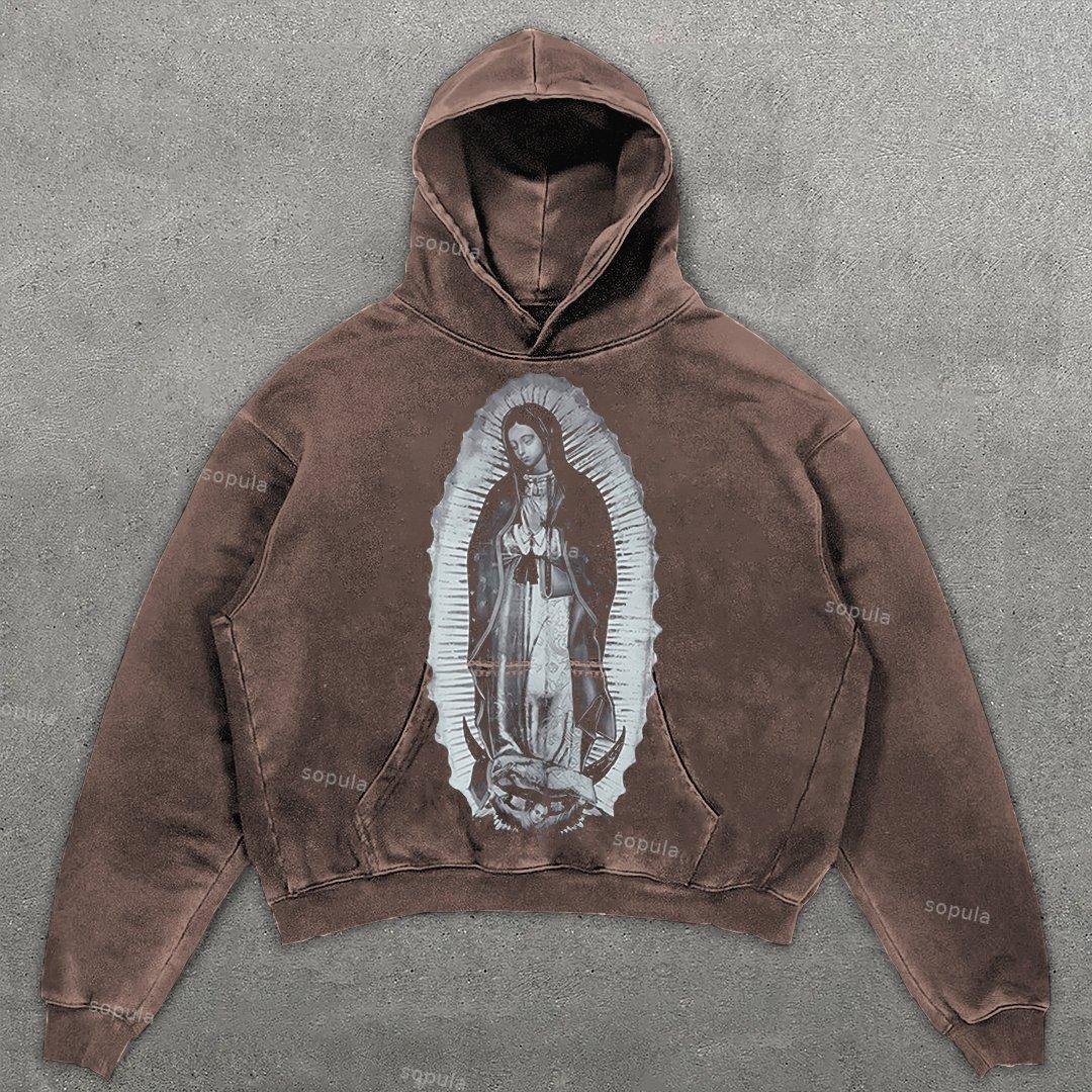 Vintage Spider Graphic Acid Washed Oversized Hoodie Product Image