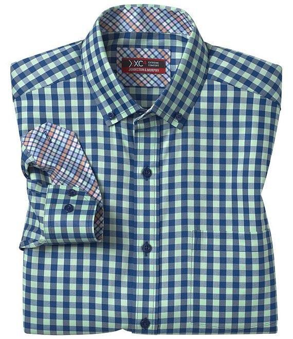 Johnston & Murphy XC4 Performance Stretch Two-Tone Gingham Long Sleeve Woven Shirt Product Image