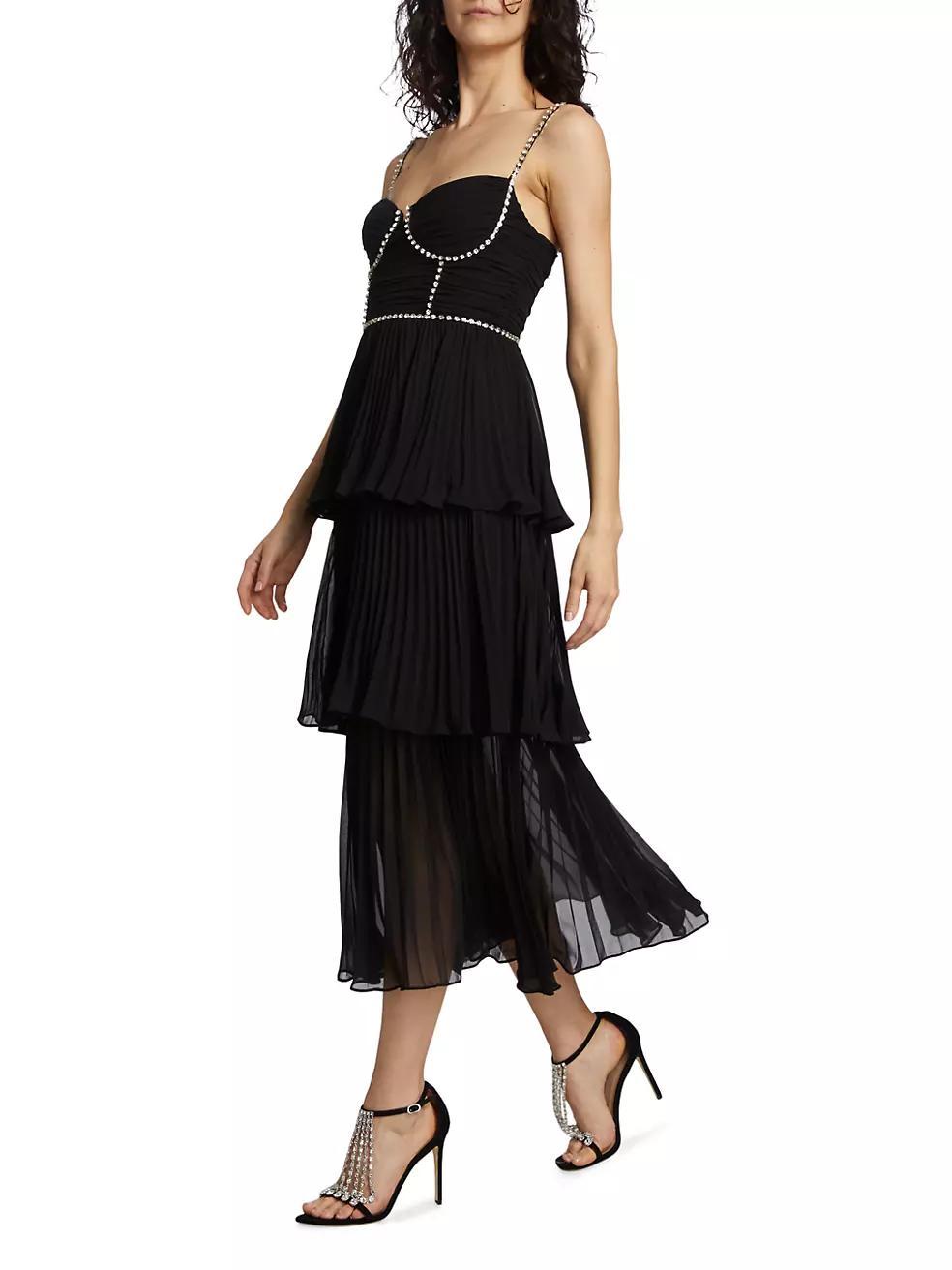 Bustier Tiered Chiffon Midi-Dress Product Image