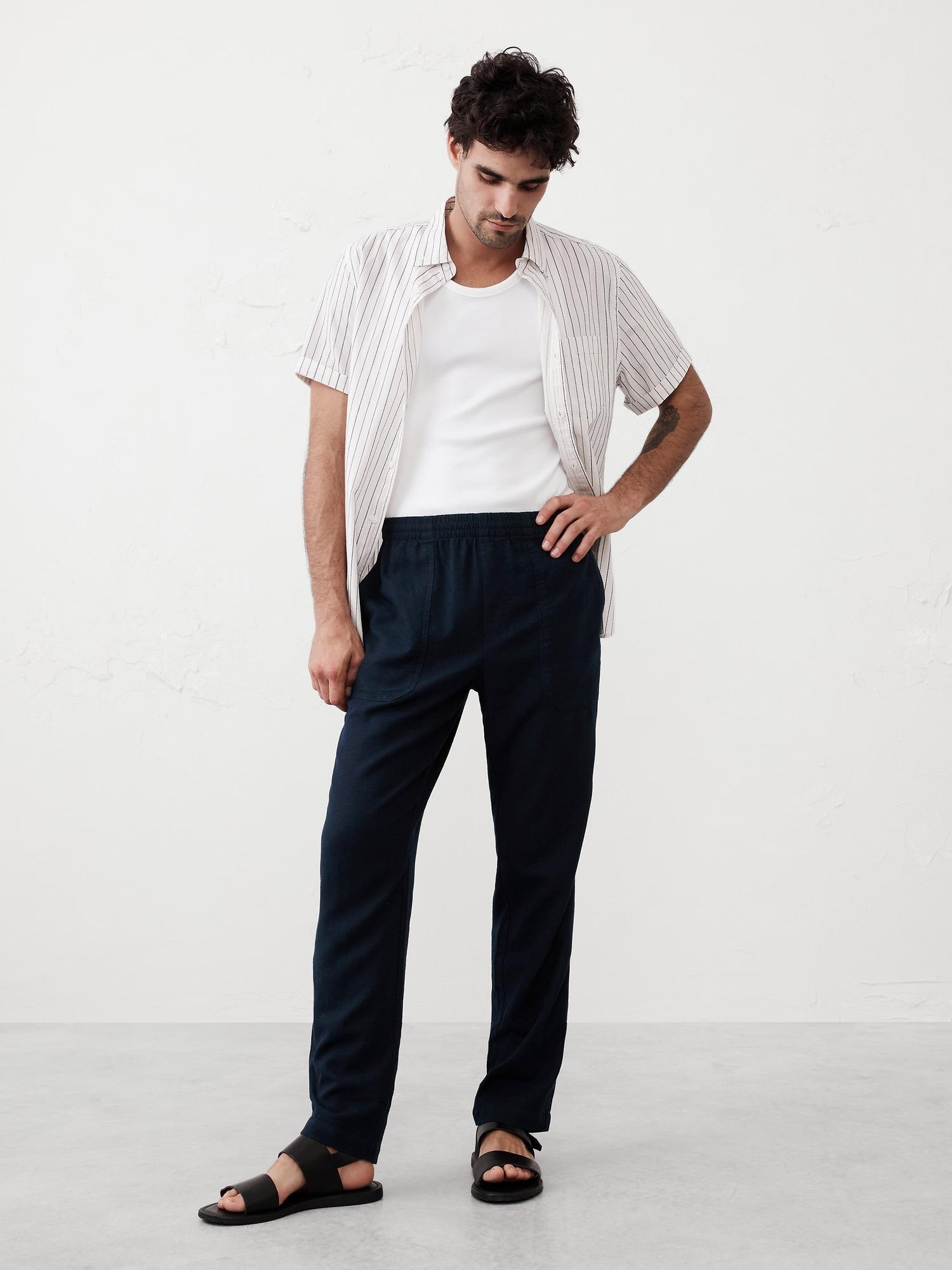 Linen-Blend Pull-On Pant Product Image