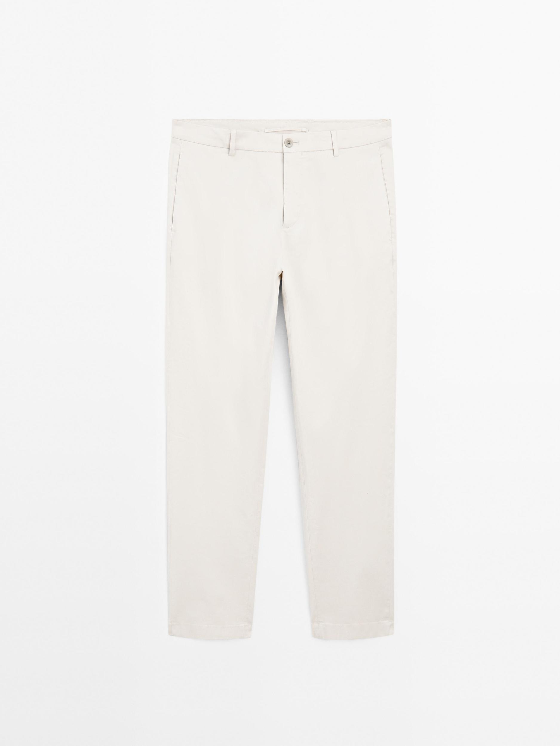 Cotton blend slim fit trousers Product Image