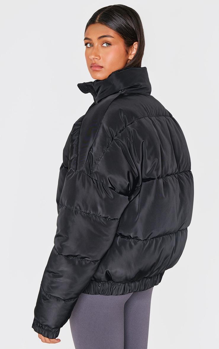  Black Funnel Neck Padded Jacket Product Image