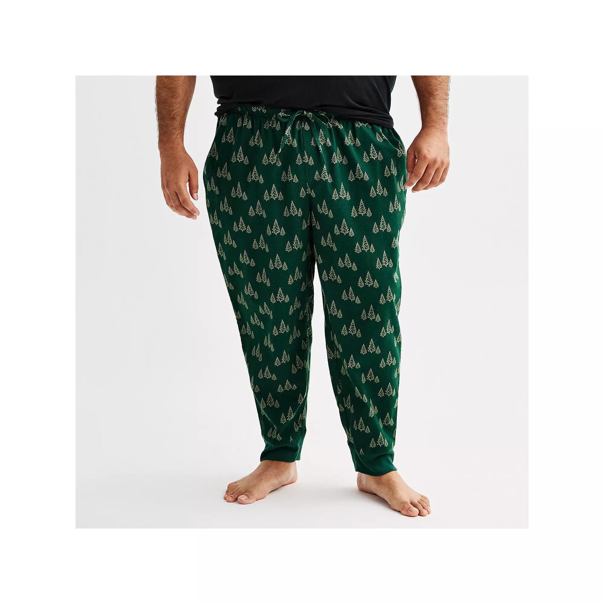 Big & Tall Sonoma Goods For Life® Flannel Banded Bottom Pajama Pants, Men's, Size: XXL Tall, Green Pine Print Product Image