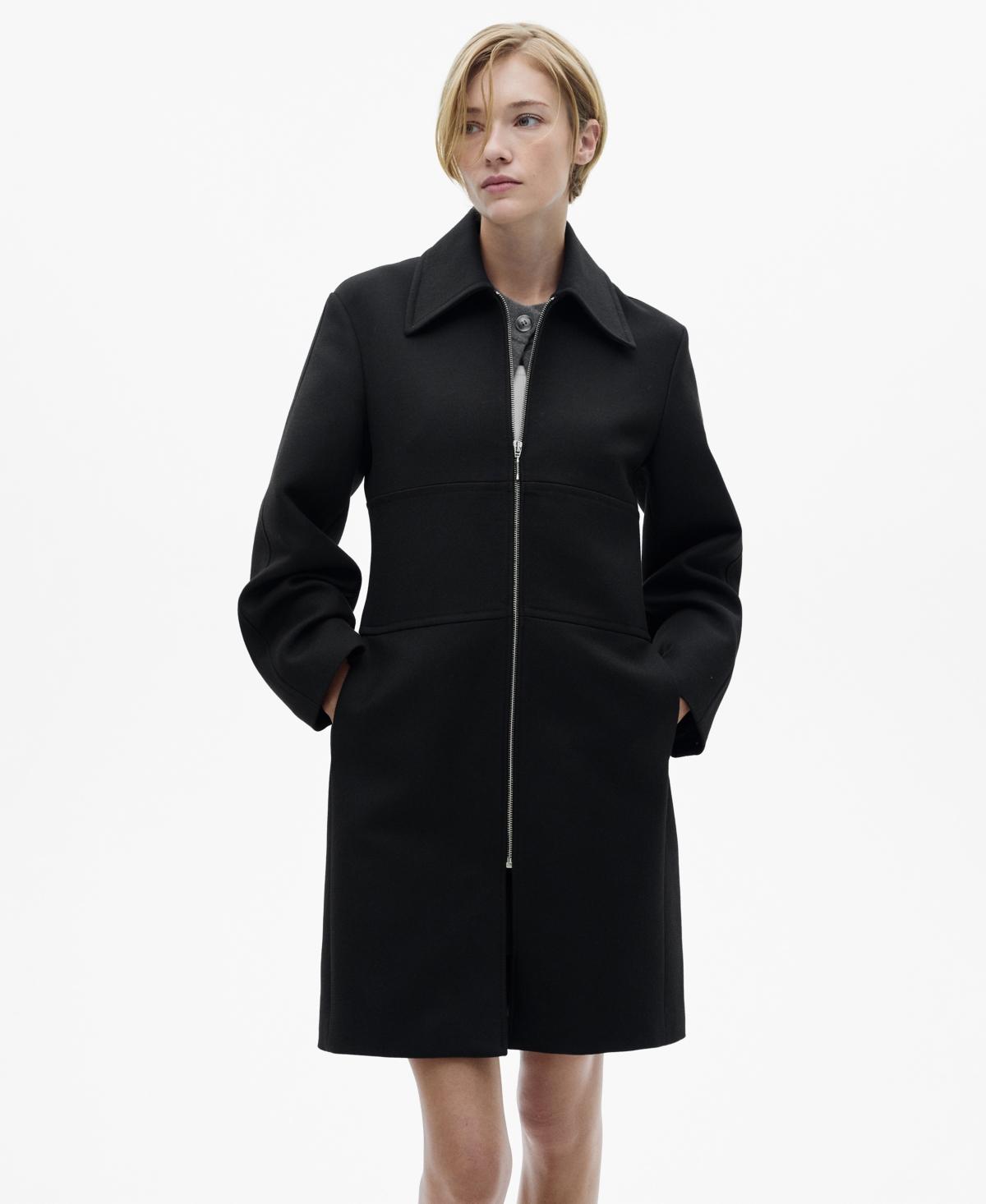 Mango Womens Zip Straight-Cut Coat Product Image