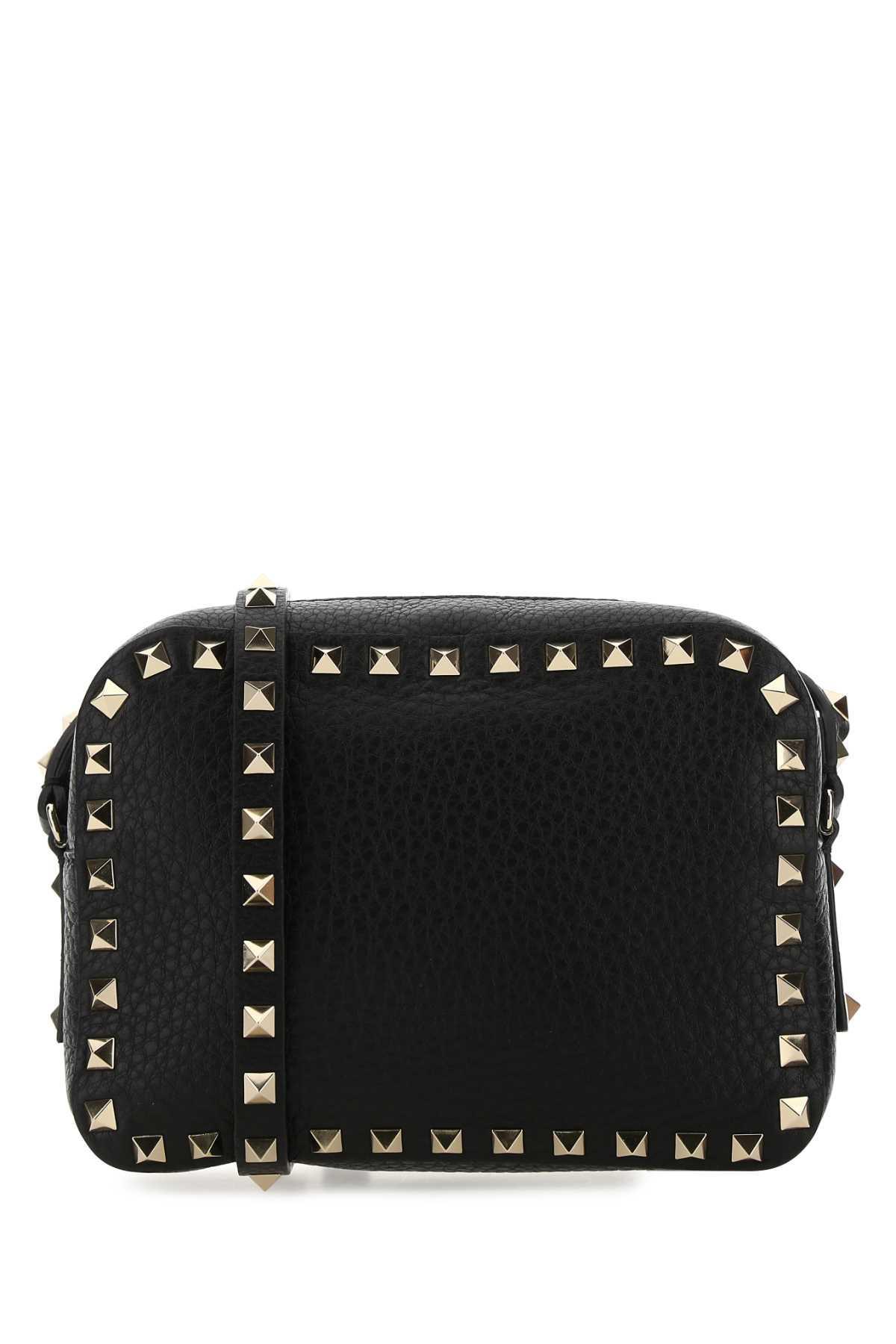 VALENTINO GARAVANI Black Leather Rockstud Crossbody Bag Product Image