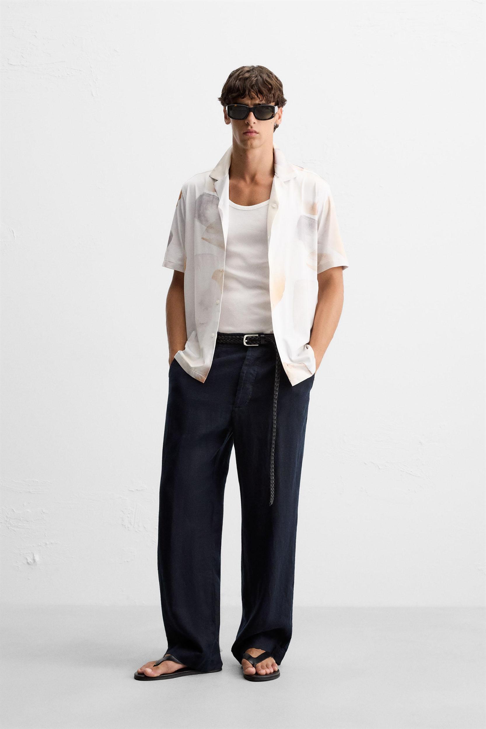 ABSTRACT PRINT STRETCH SHIRT Product Image