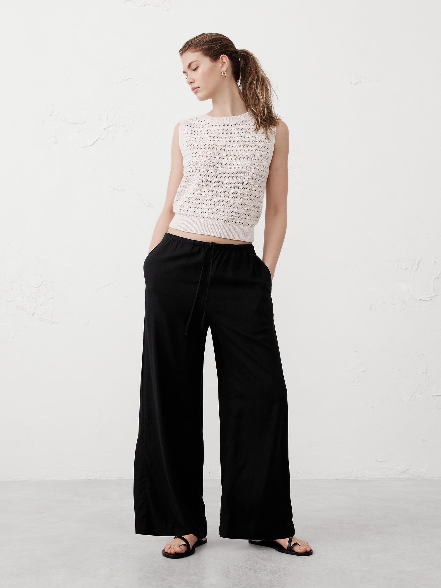 Linen-Blend Drawstring Pull-On Pant Product Image
