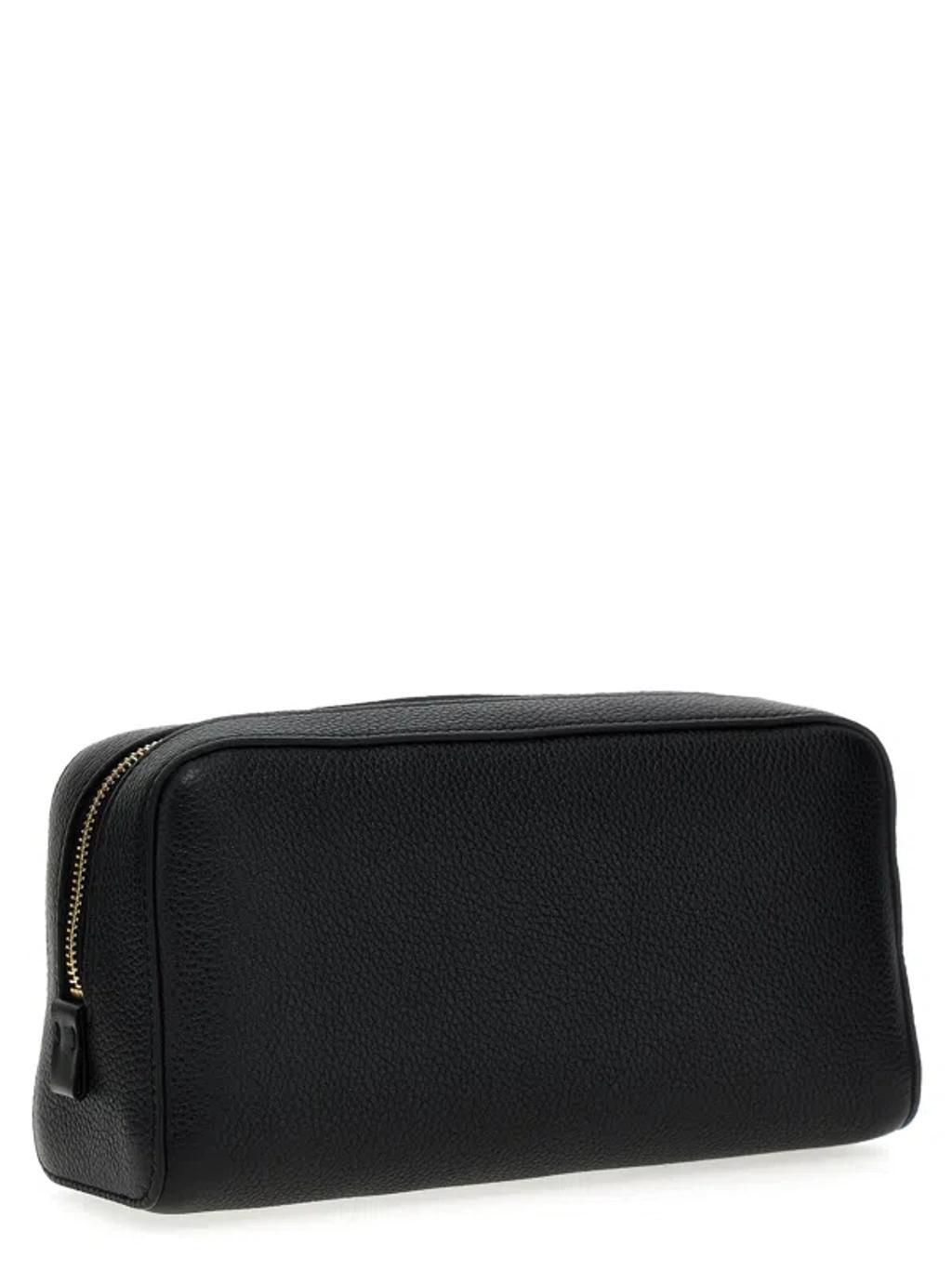 TOM FORD Logo Leather Beauty Case In White Product Image