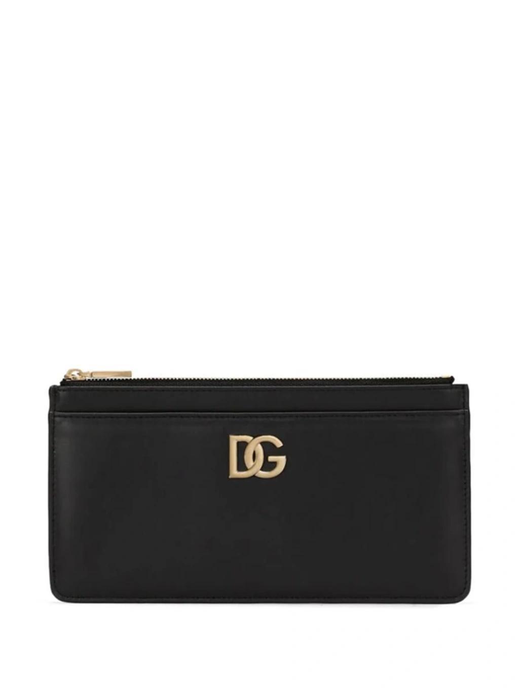 DOLCE & GABBANA Logo-plaque Leather Wallet In Black Product Image