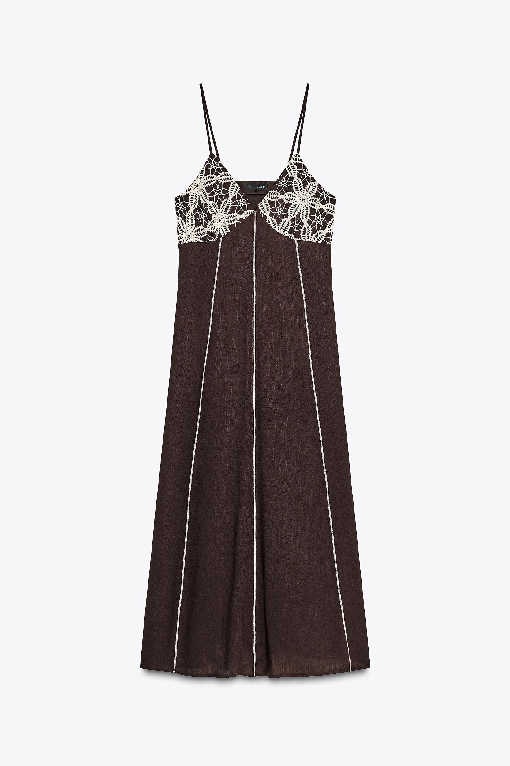 EMBROIDERED STRAPPY MIDI DRESS Product Image