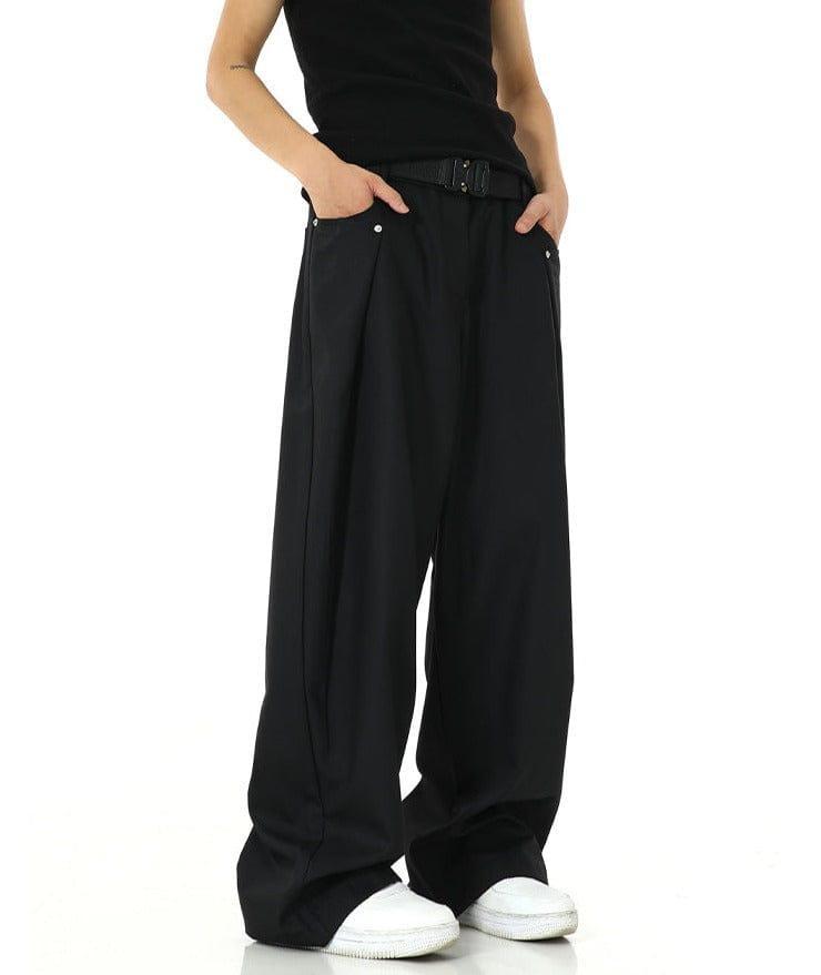 RT No. 9805 FOLDED WIDE STRAIGHT PANTS Product Image