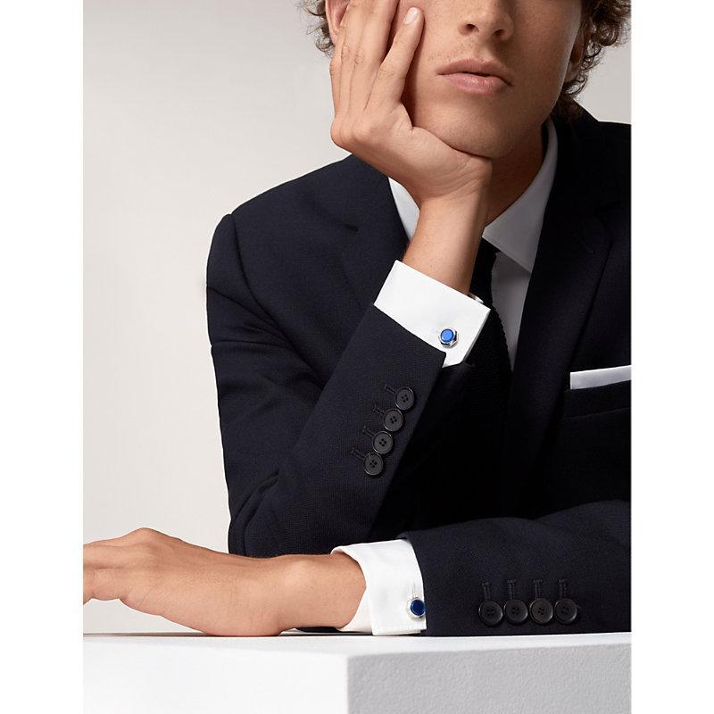 CARTIER Mens Silver Santos De Palladium-coated Sterling-silver Cufflinks In Silver (silver) Product Image