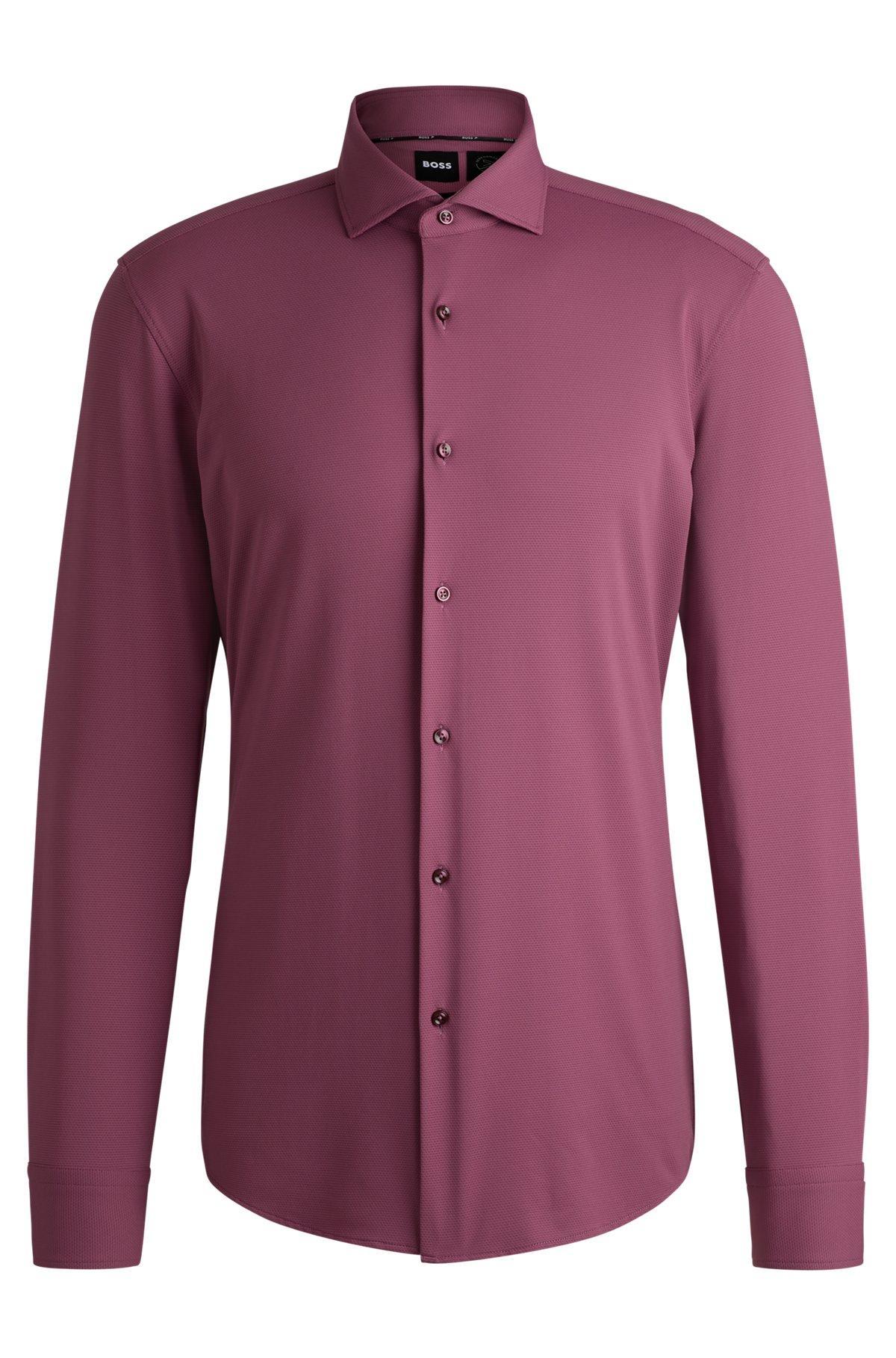 Slim-fit shirt in structured performance-stretch jersey Product Image
