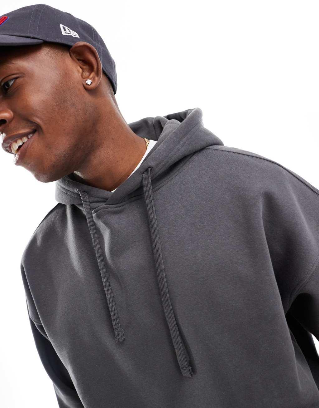 Pull&Bear basic hoodie in charcoal Product Image