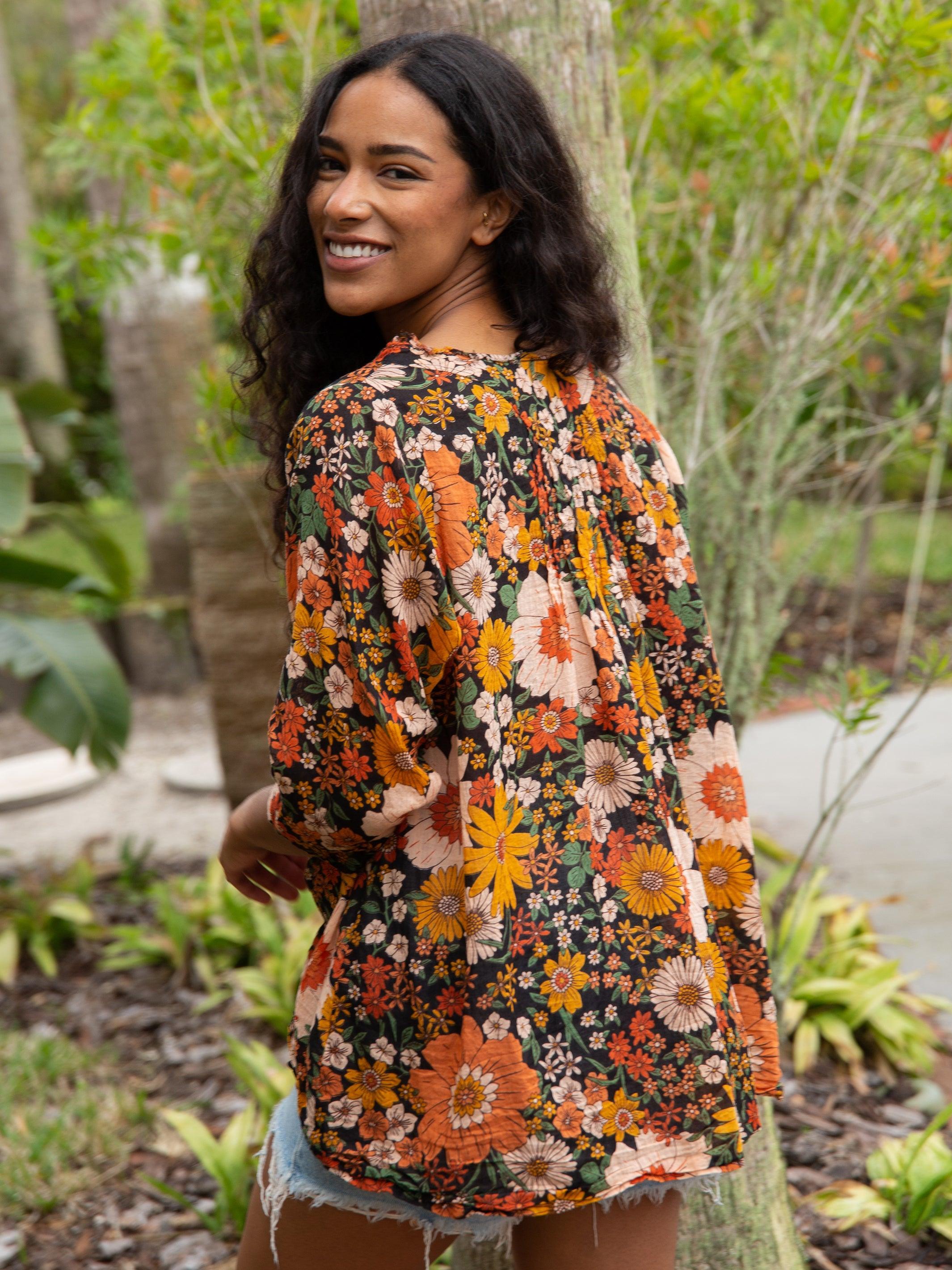 Cotton Tunic-In-A-Bag - Orange Floral Product Image