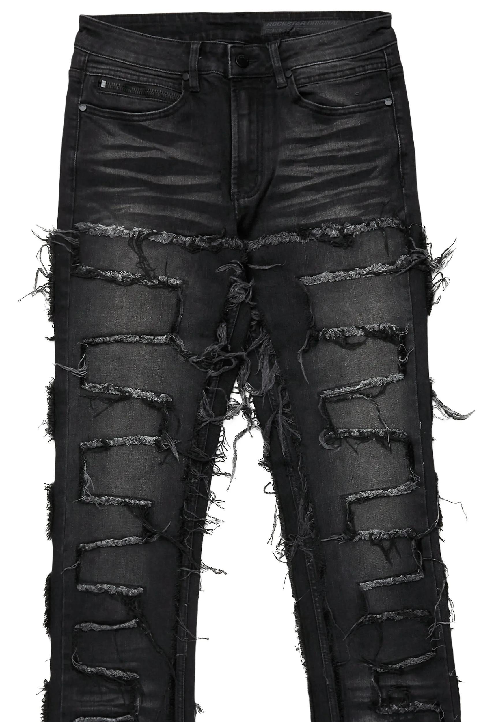 Shake Dark Grey Stacked Flare Jean Male Product Image