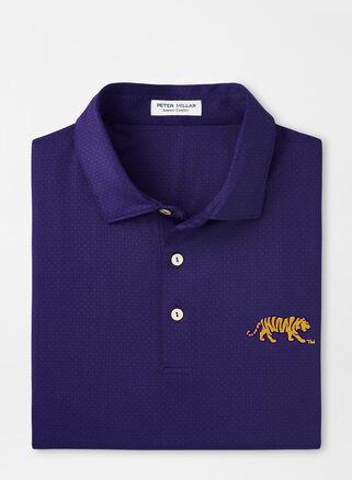 Peter Millar Mens LSU Mike the Tiger Tesseract Performance Jersey Polo | Color: Purple | Size: S Product Image