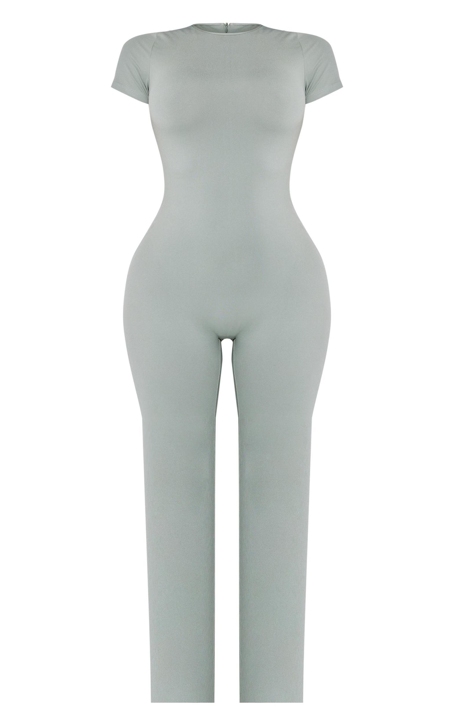 Shape Sage Green Sculpted Short Sleeve Jumpsuit Product Image