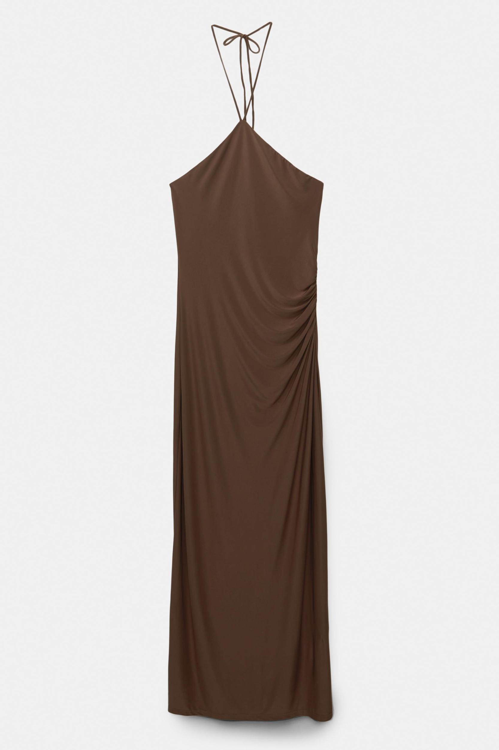 Draped halter midi dress Product Image