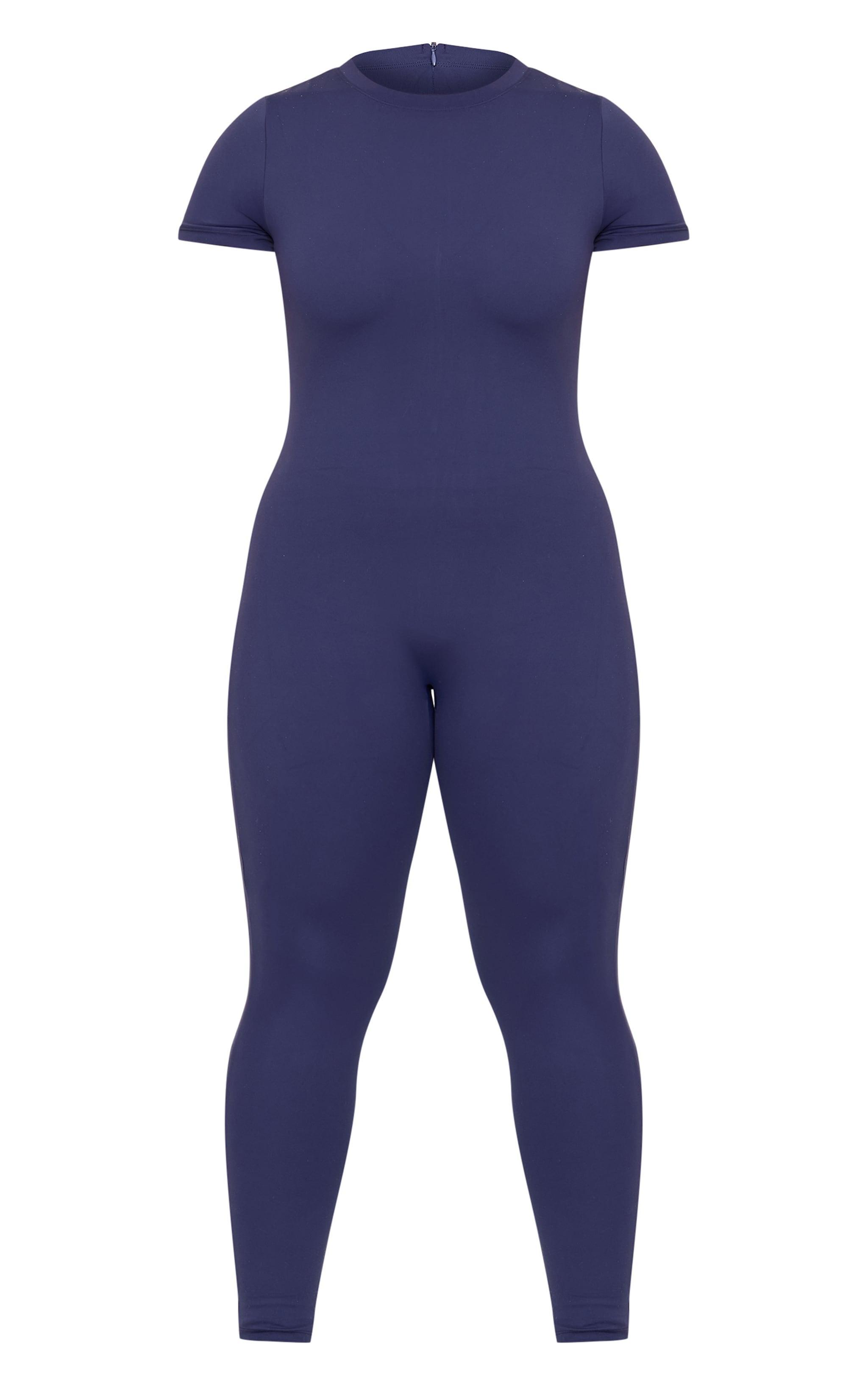 Navy Sculpt Short Sleeved Unitard Product Image