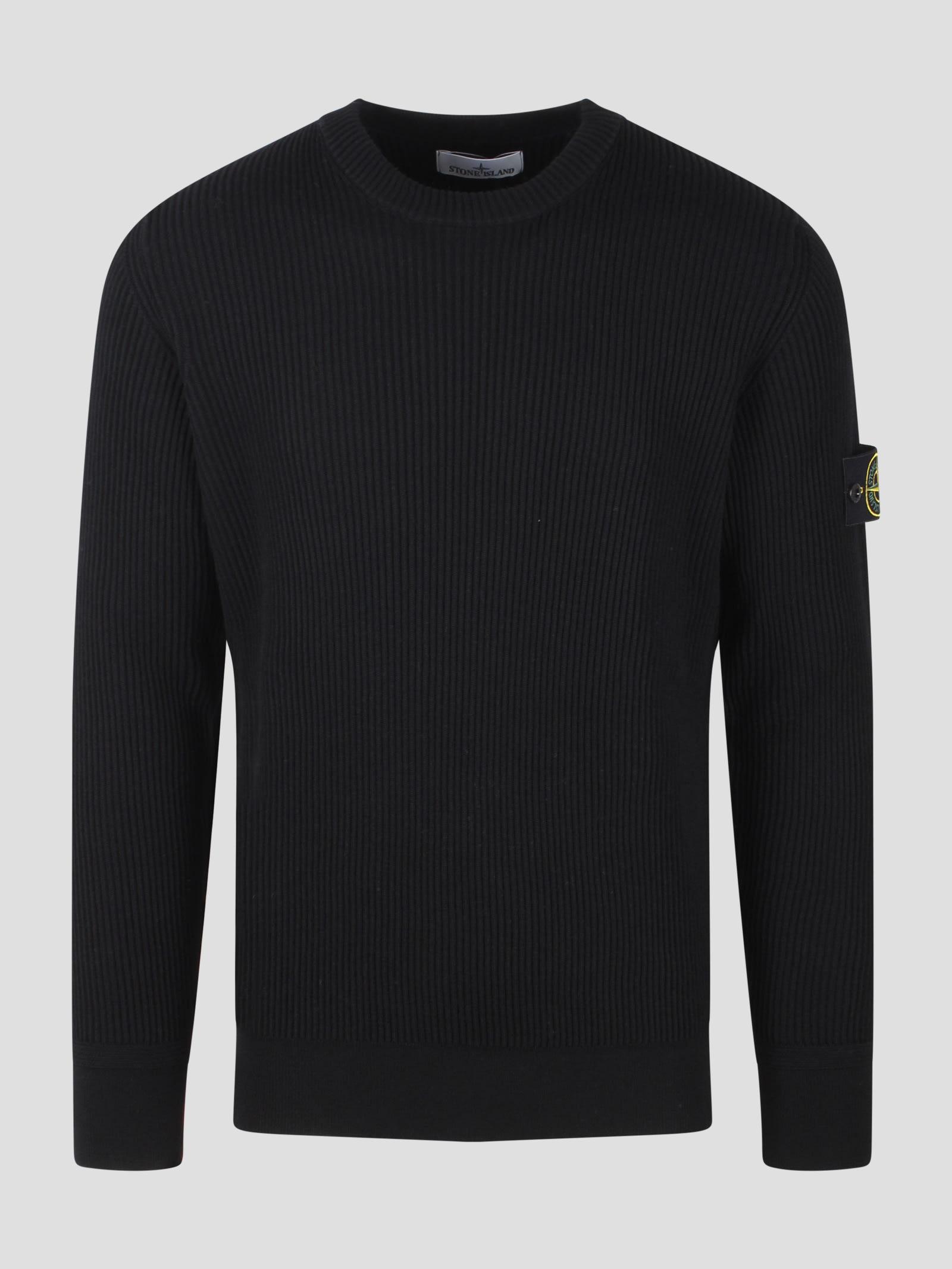 STONE ISLAND Full Rib Wool Sweater In Black Product Image