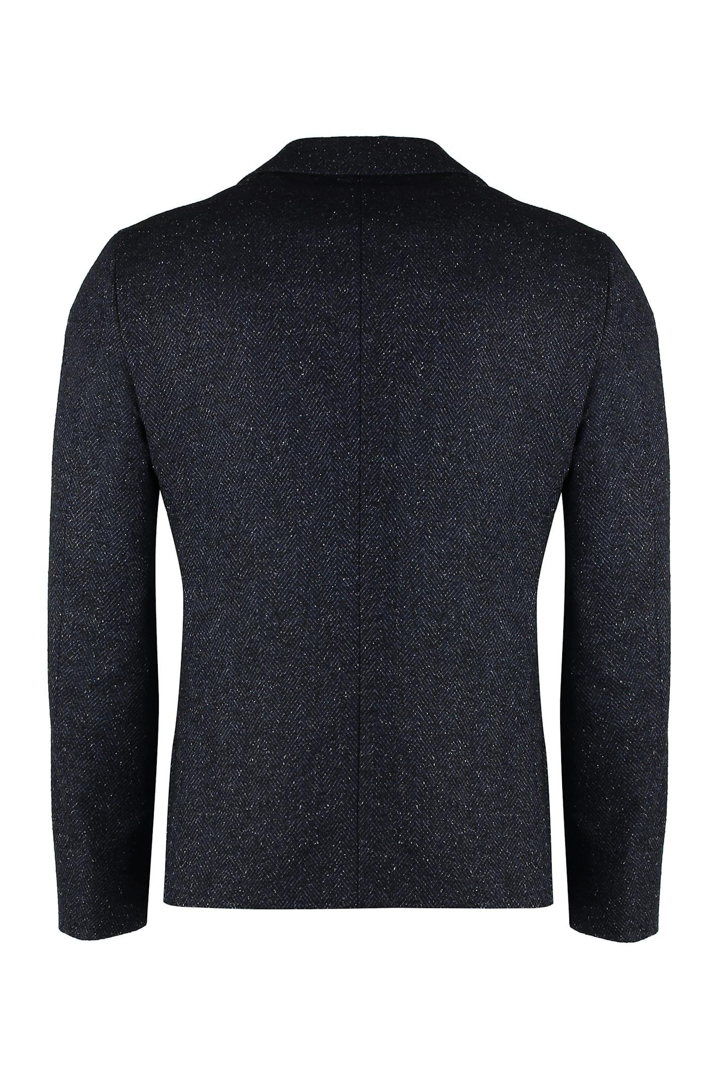 HUGO BOSS Boss Double-breasted Virgin Wool Jacket In Blue Product Image