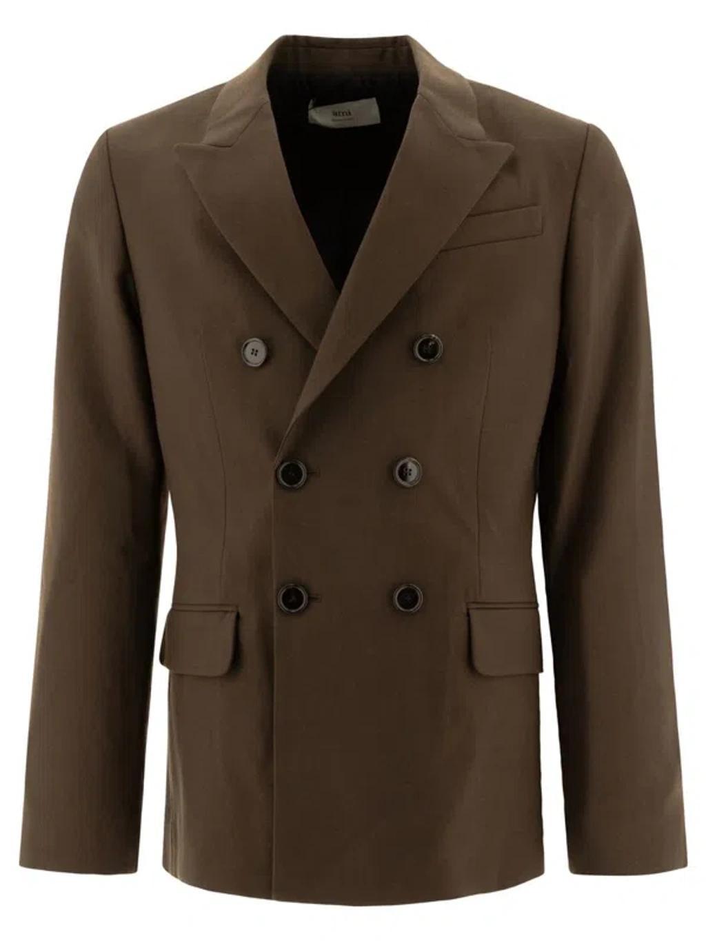 AMI ALEXANDRE MATTIUSSI Chocolate Wool Blazer In Brown Product Image