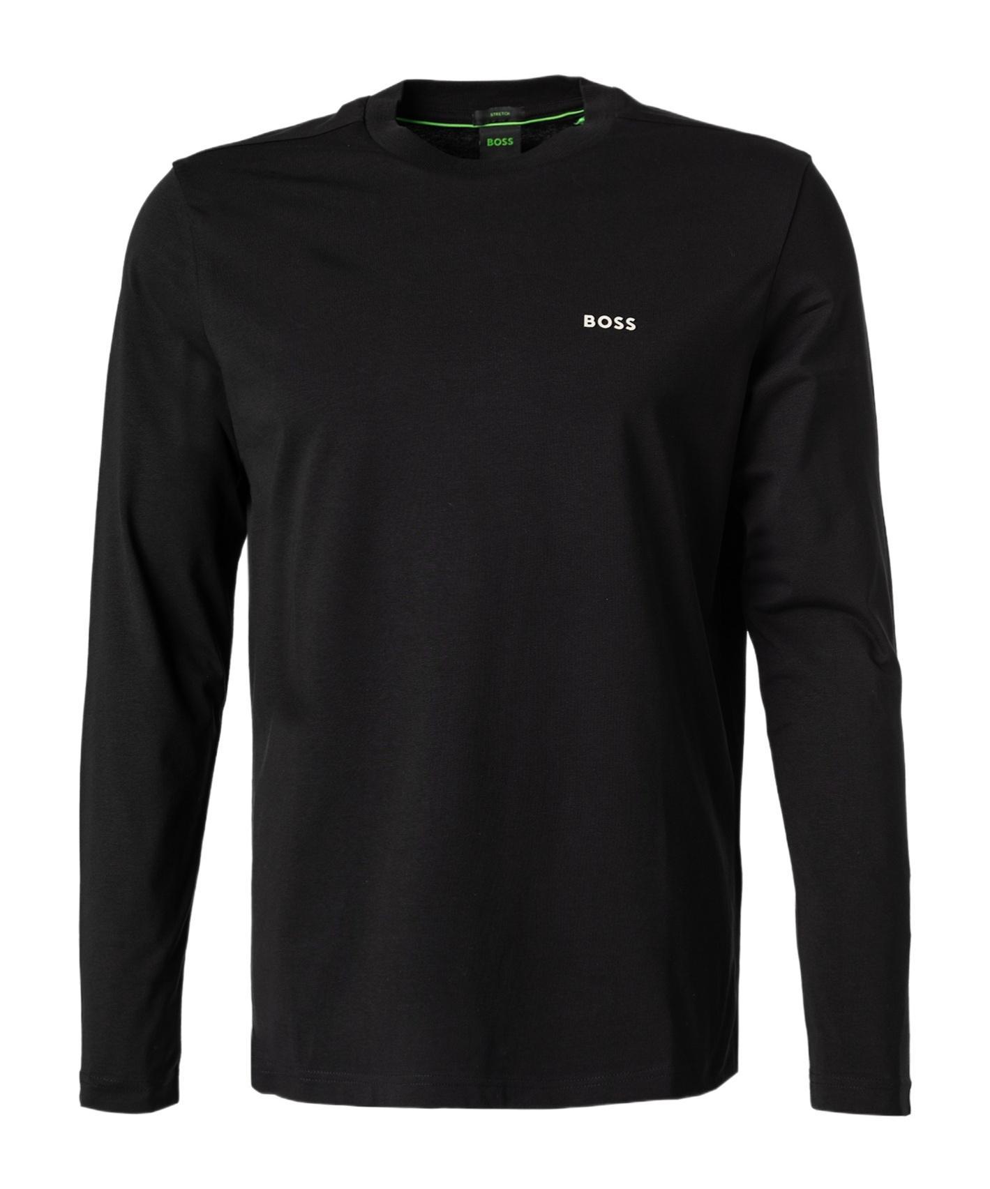 HUGO BOSS Boss  Contrast-logo Stretch Long-sleeved T-shirt In Black Product Image