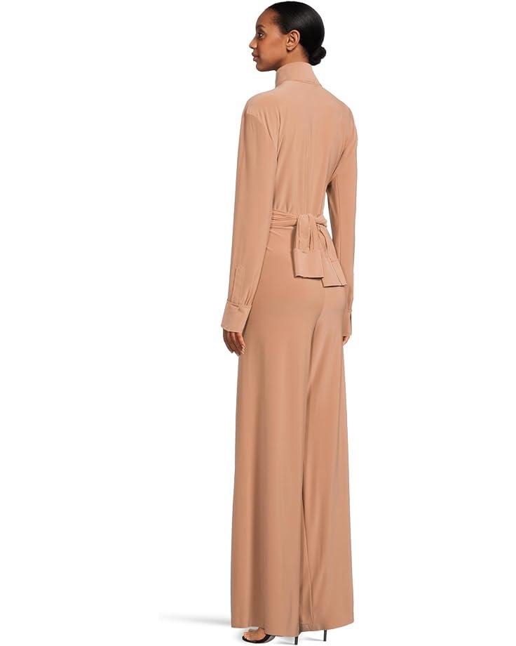 V-Neck Long Sleeve Shirred Waist Jumpsuit Product Image