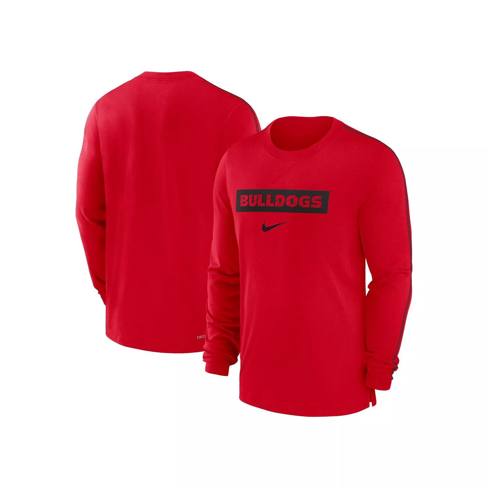 Men's Nike Red Georgia Bulldogs 2024 Sideline Player Tri-Blend Performance Long Sleeve T-Shirt, Size: Small Product Image