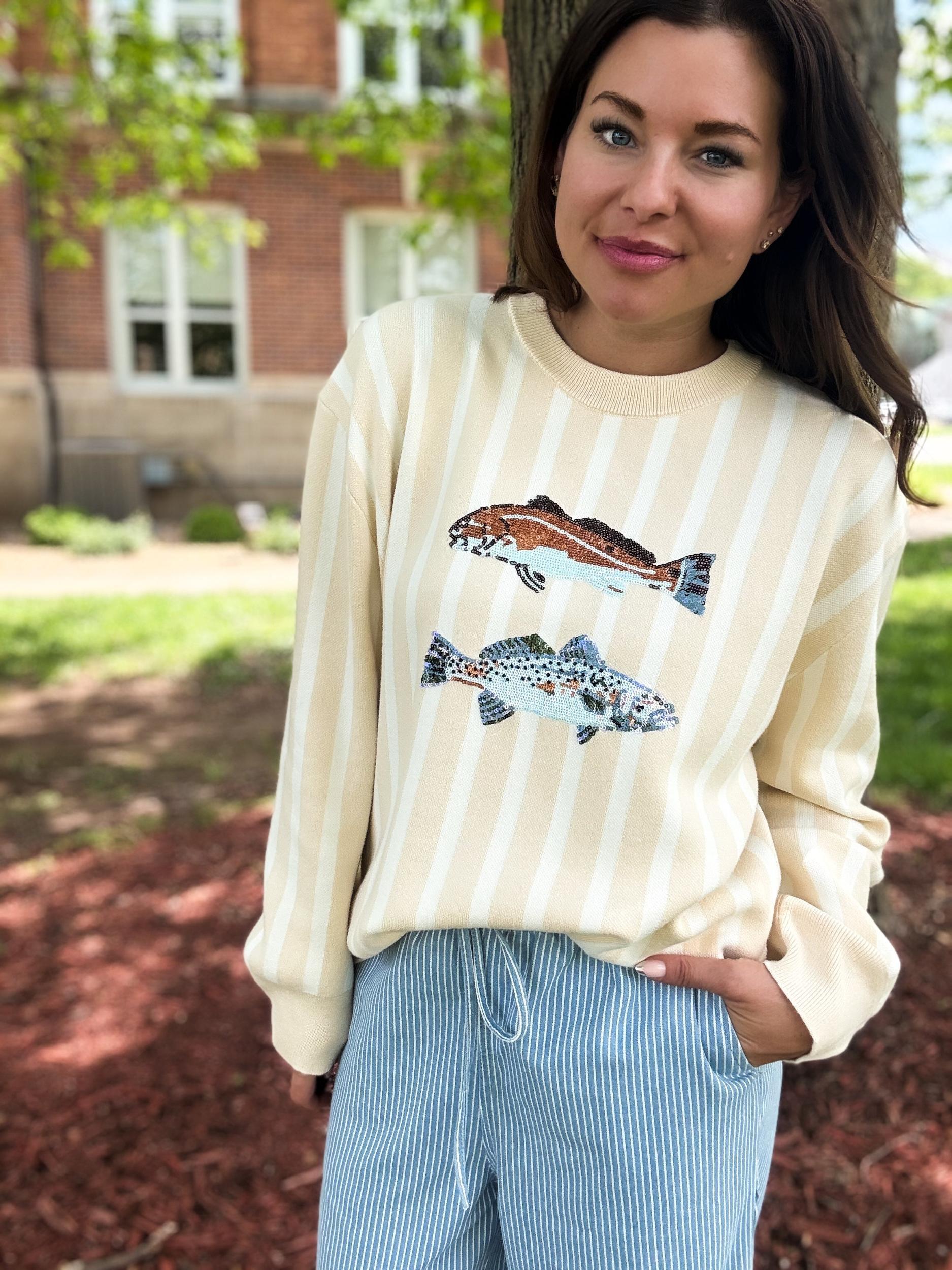 Beige Stripe Trout Sweater Product Image