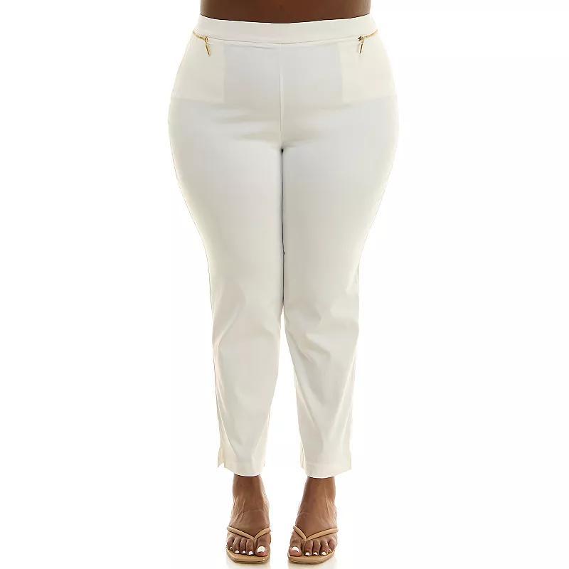 Plus Size Nina Leonard Ankle Length Millennium Pants, Women's, Size: 3XL, Ivory Product Image