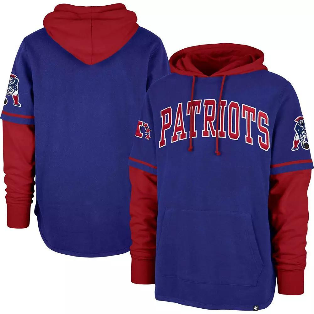 Men's '47 Royal New England Patriots Shortstop Pullover Hoodie, Size: Small, Blue Product Image