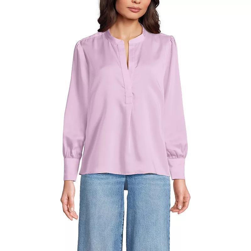 Womens Lands End Satin Popover Shirt Product Image