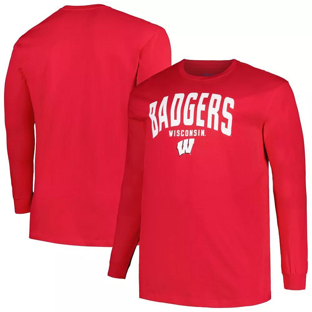 Men's Champion Red Wisconsin Badgers Big & Tall Arch Long Sleeve T-Shirt,  Product Image