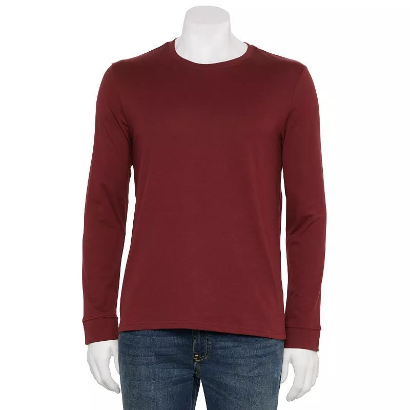 Men's Sonoma Goods For Life® Supersoft Long Sleeve Crewneck Tee, Size: XXL, Burnt Red Product Image