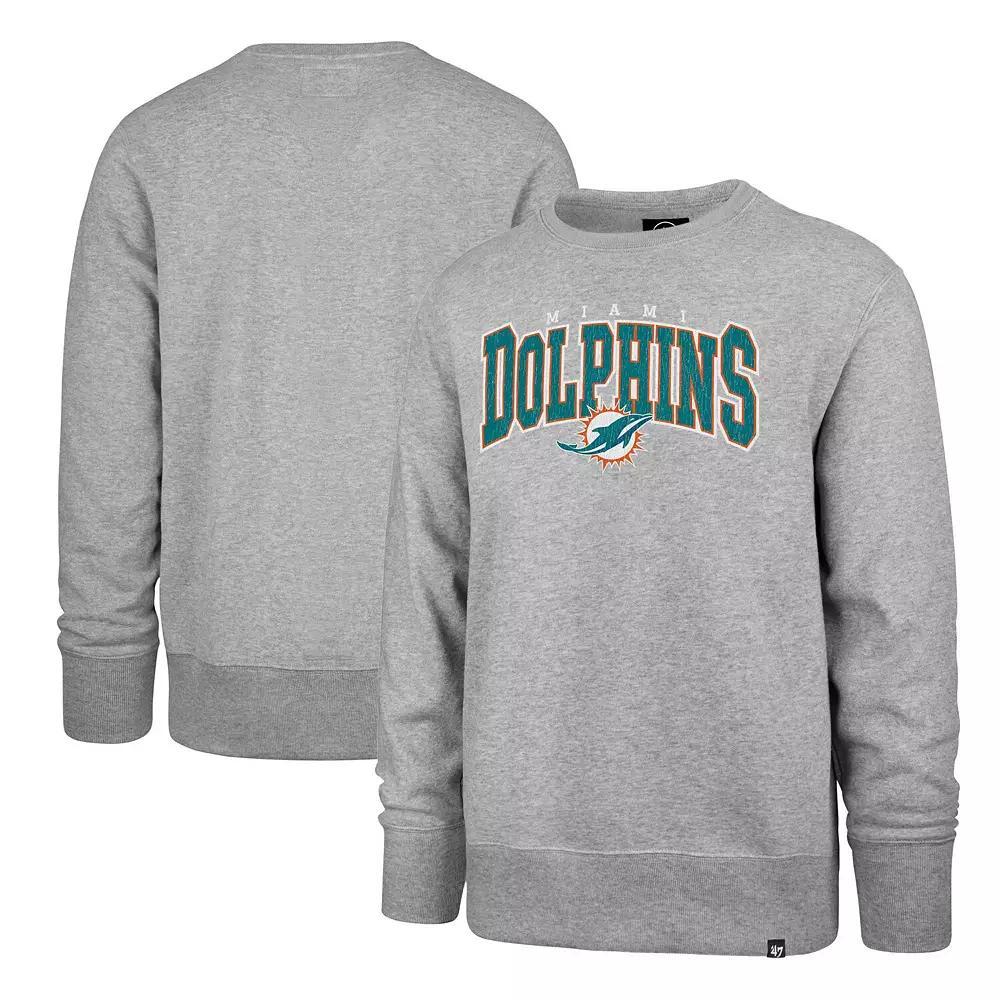 Men's '47 Gray Miami Dolphins Varsity Block Headline Pullover Sweatshirt,  Product Image