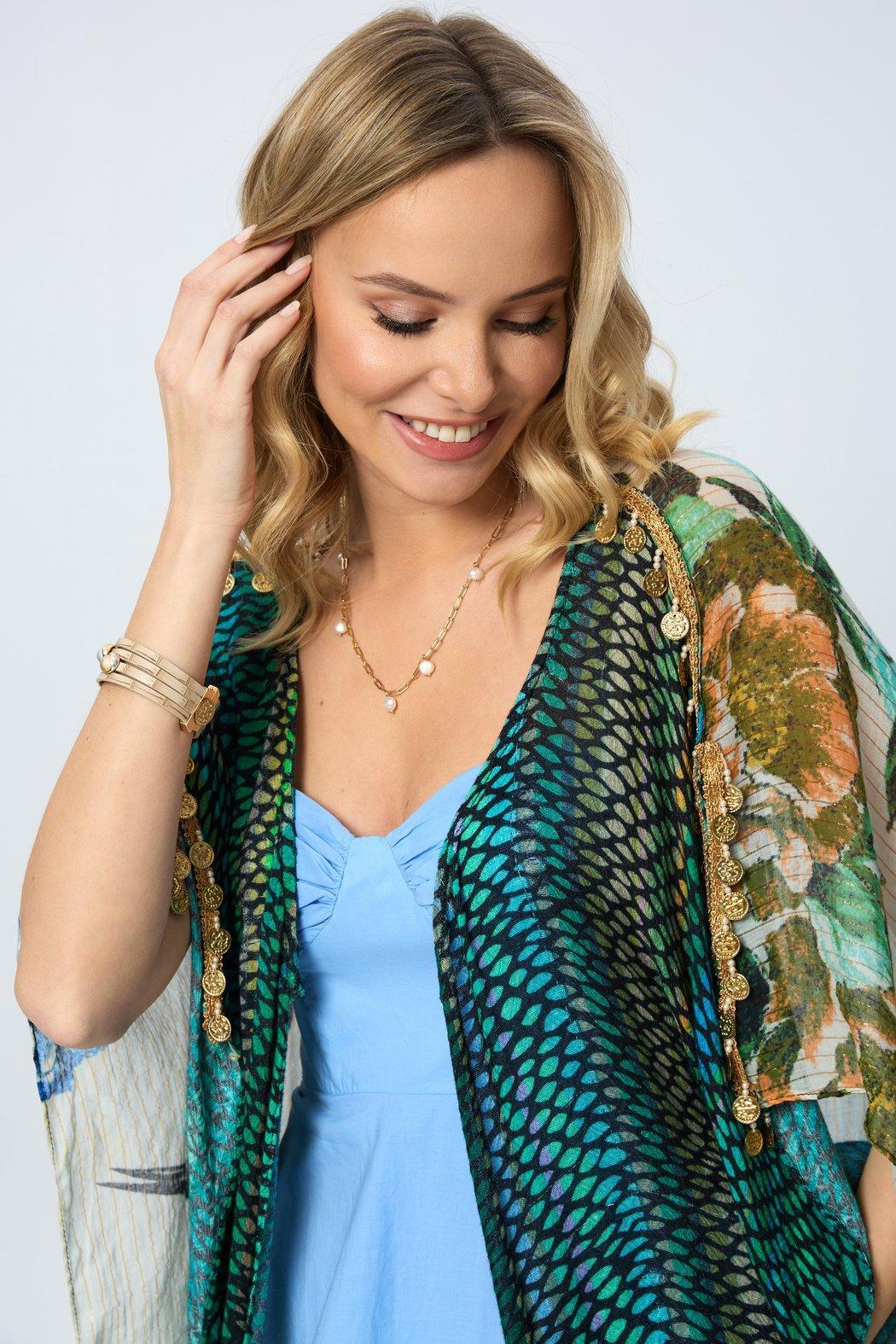 Shimmering Floral Print Kimono Product Image