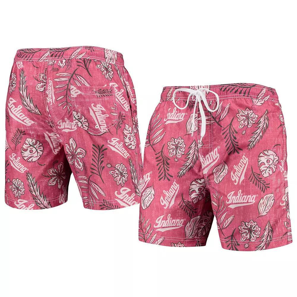 Men's Wes & Willy Crimson Indiana Hoosiers Vintage Floral Swim Trunks, Size: 2XL, Red Product Image