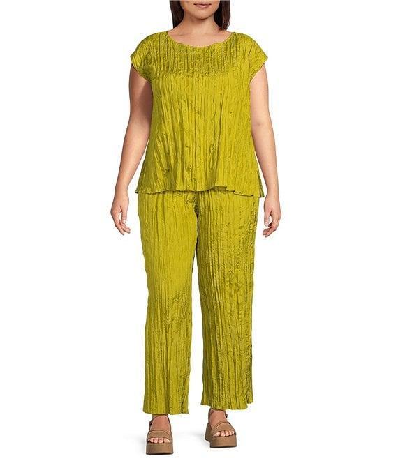 Eileen Fisher Plus Crushed Silk Ballet Neck Cap Sleeve Coordinating Top Product Image