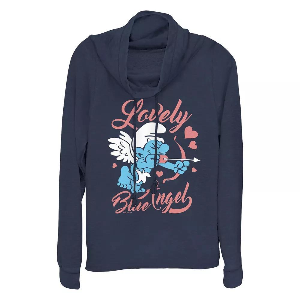 Plus Size Smurfs Lovely Blue Angel Cowlneck Graphic Lightweight Long Sleeve, Women's, Size: 3XL Product Image