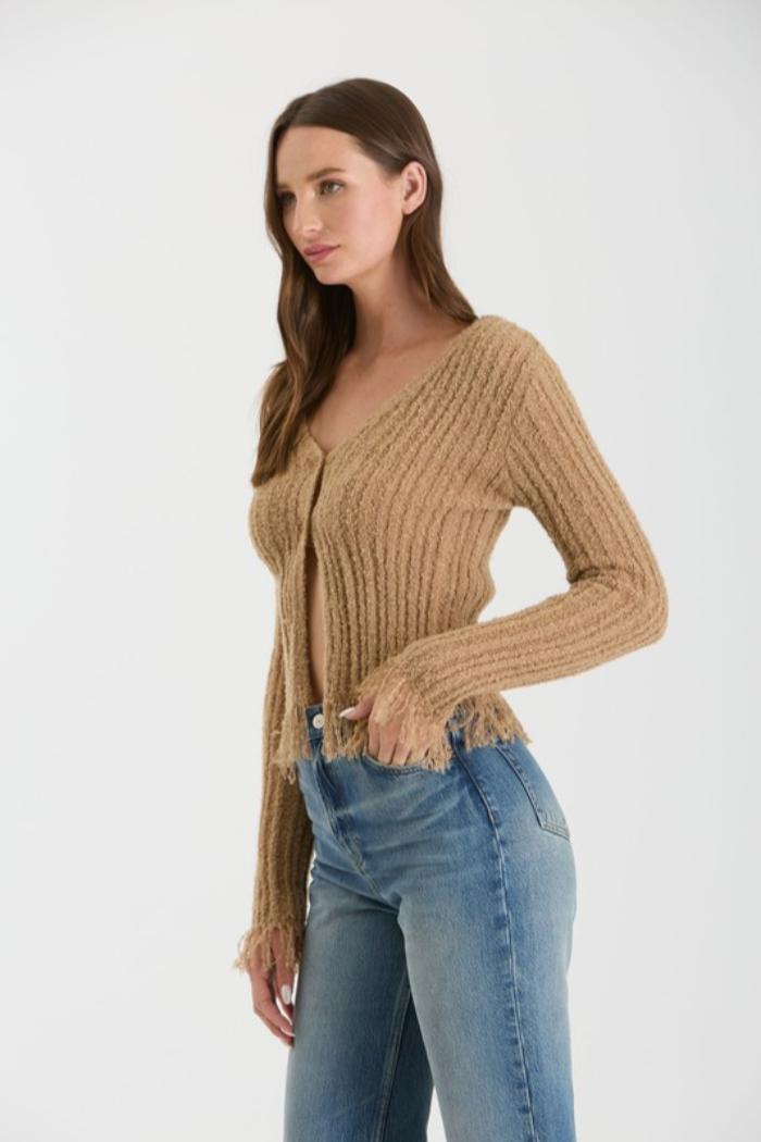 Vee Neck Fringe Cardigan Product Image