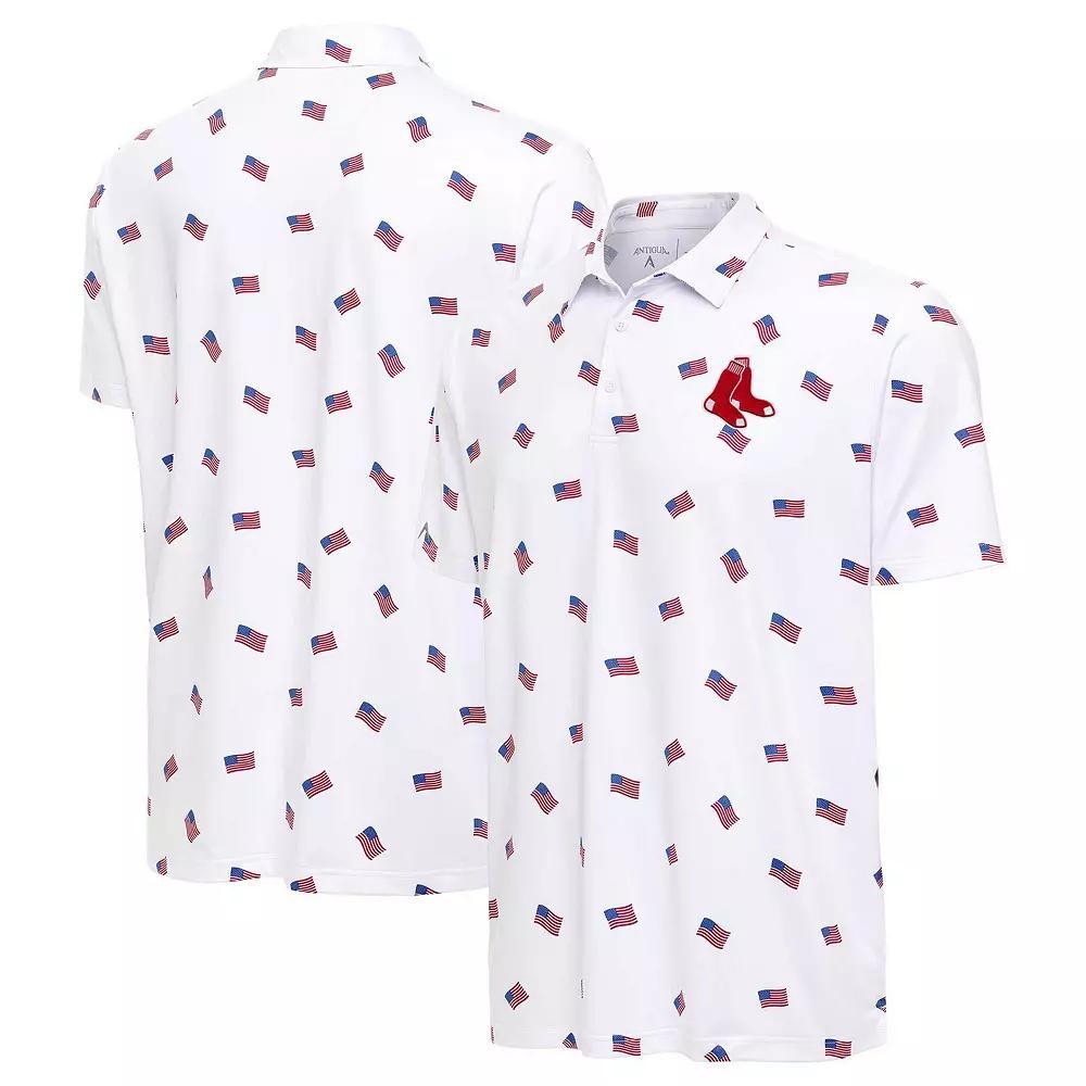 Men's Antigua White Boston Red Sox Americana Polo,  Product Image